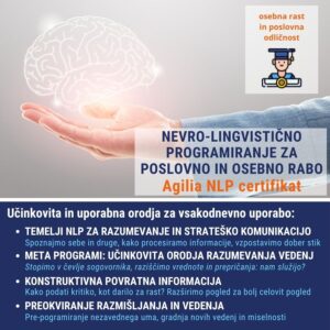 AGILIA_poslovna akademija_AGILIA NLP CERTIFIKAT: nevro-lingvistično programiranje za poslovno in osebno rabo